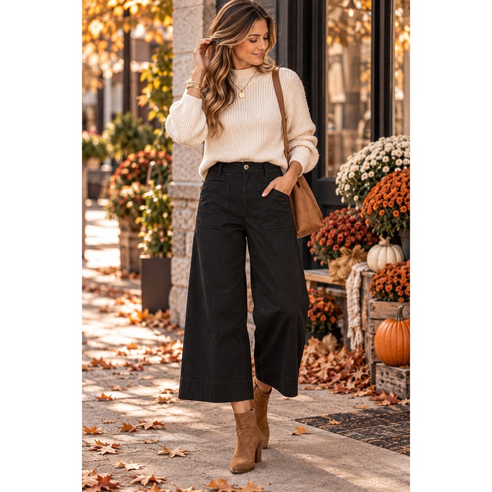 Maeve Anthropologie The Colette Pants 31 Black High Rise Wide Leg Cropped